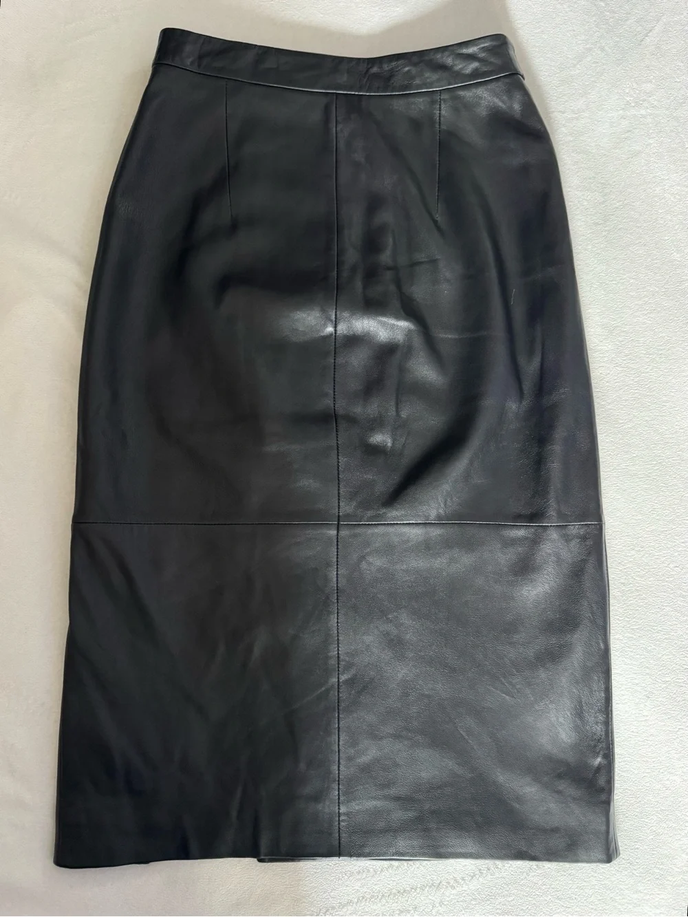 All Saints Black Genuine Leather High-Waist Mid -Length Pencil Skirt size 4